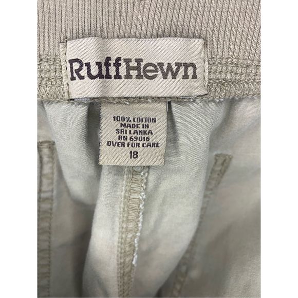 NWT Ruff Hewn beige/tan 100% cotton sz 18 cargo roll tab pants - Picture 5 of 5